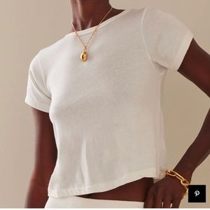 Reformation White Short Sleeve Crop Tee